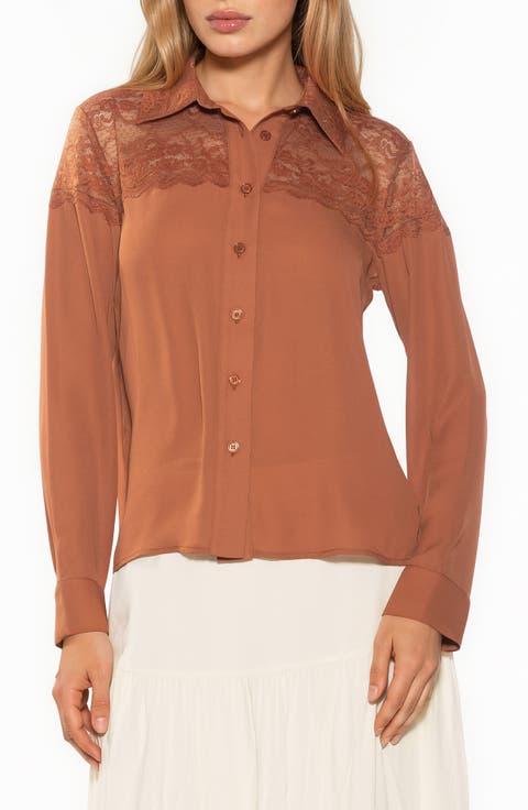 Cleo Lace Trim Button Front Shirt