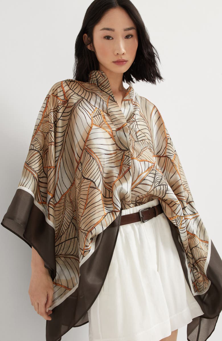 Brunello Cucinelli Papyrus print poncho, Alternate, color, 