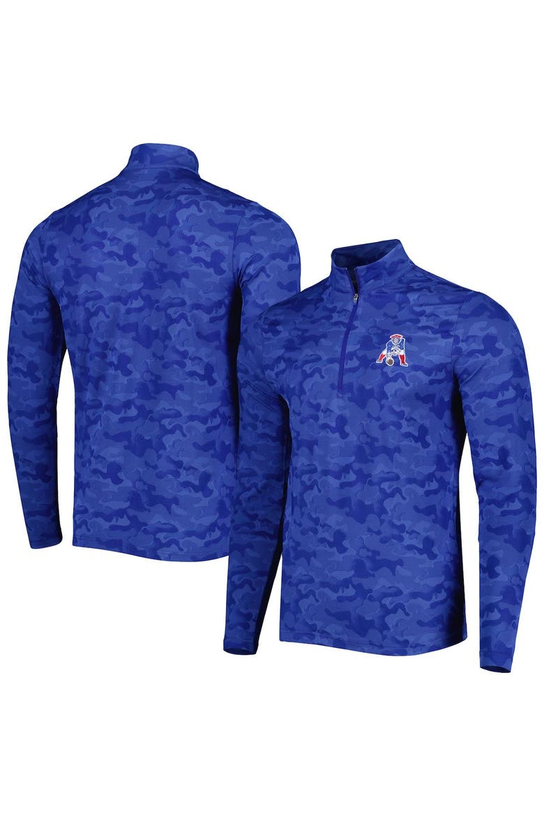 Men's Antigua Royal New England Patriots Brigade Throwback Quarter-Zip Top, Main, color, Royal