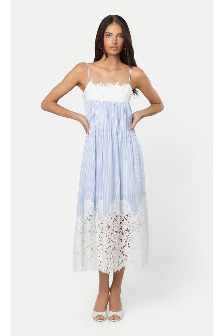 Juniper Lace Combo Seersucker Dress, Main, color, Light Blue/White