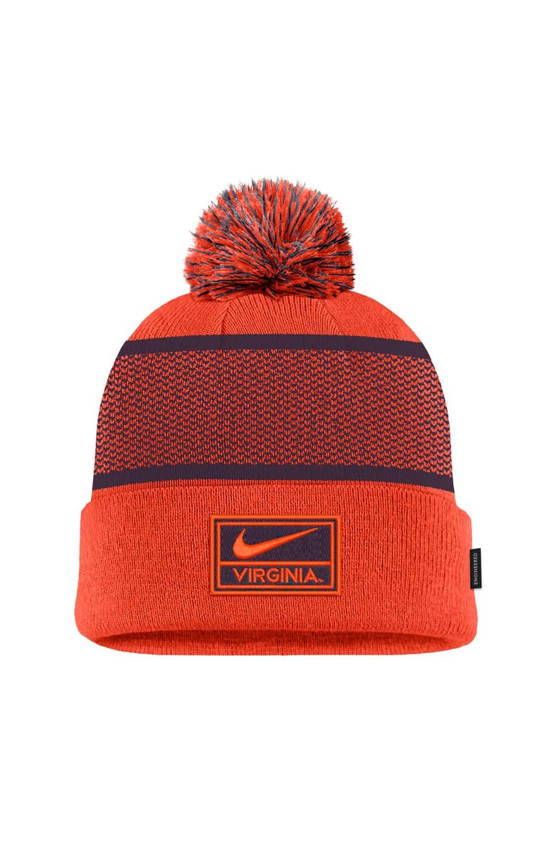Nike Youth Nike Orange Virginia Cavaliers 2024 Sideline Peak Cuffed Knit Hat with Pom, Alternate, color, 