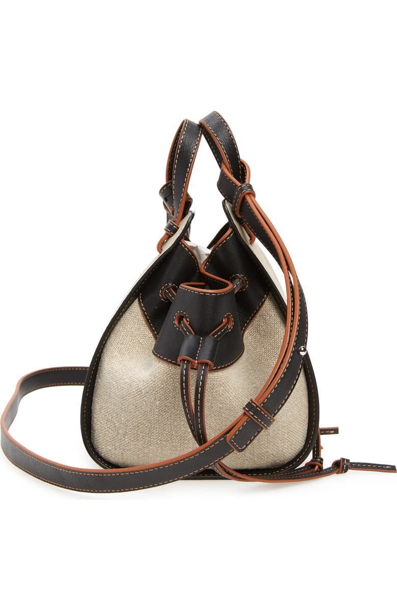 Loewe Mini Hammock Drawstring Linen & Leather Bag, Alternate, color,
