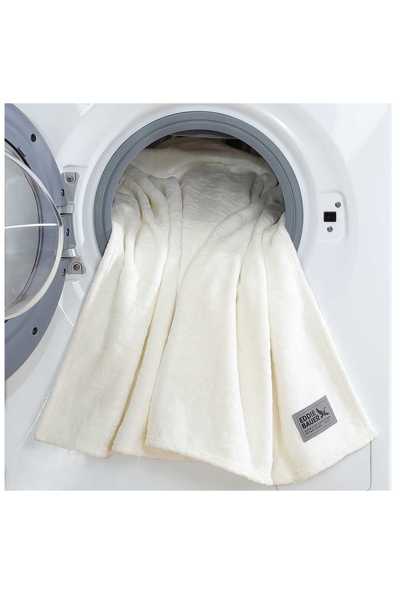 Woodblock Floral Fleece Throw, Alternate, color, WHITE