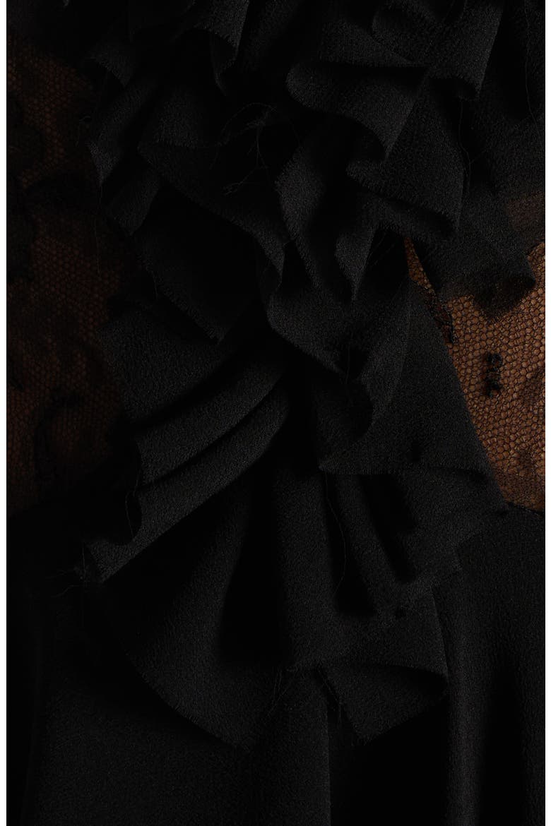 Tiered Ruffle Silk Georgette Gown, Alternate, color, BLACK