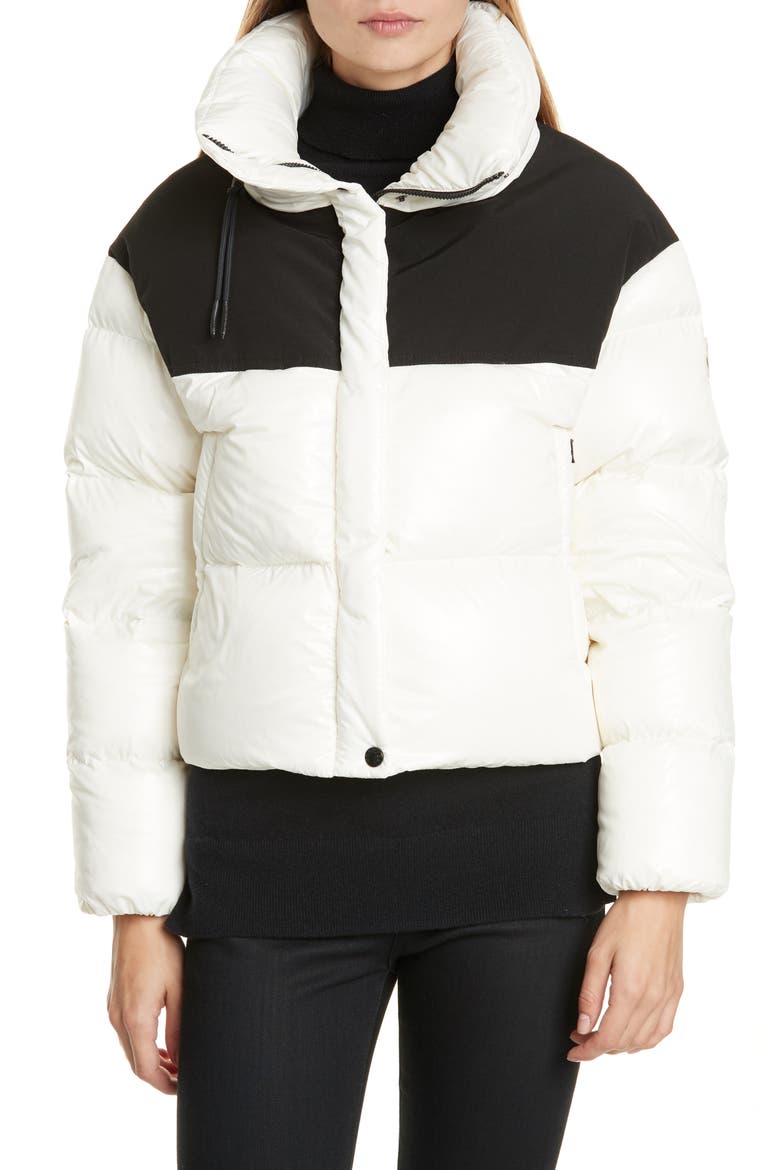 Nil Colorblock Quilted Down Puffer Jacket, Main, color, WHITE