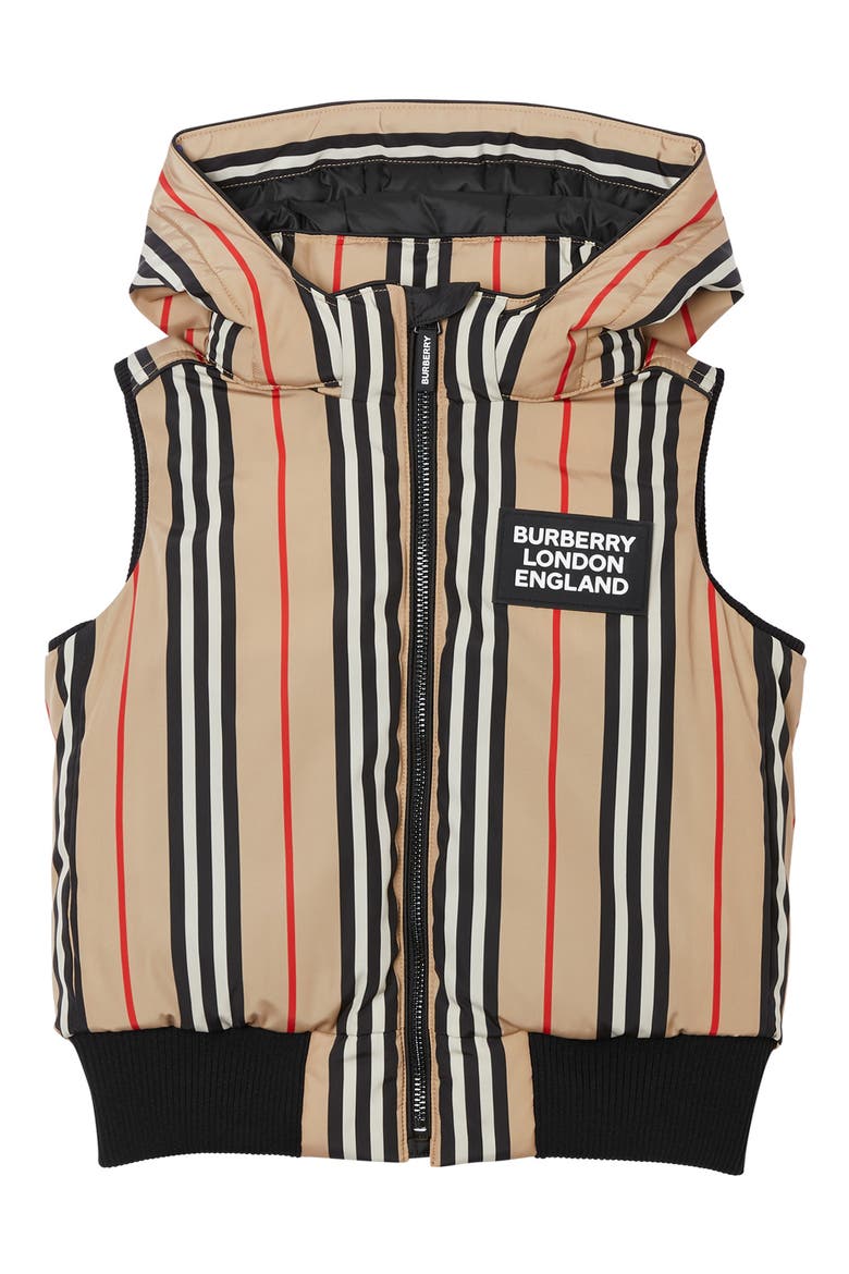 Leroy Stripe Down Hooded Vest, Main, color, ARCHIVE BEIGE