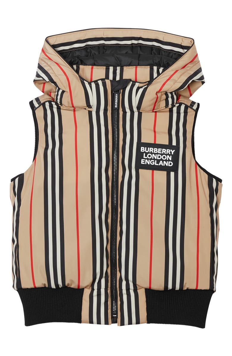 Burberry Leroy Stripe Down Hooded Vest, Main, color,