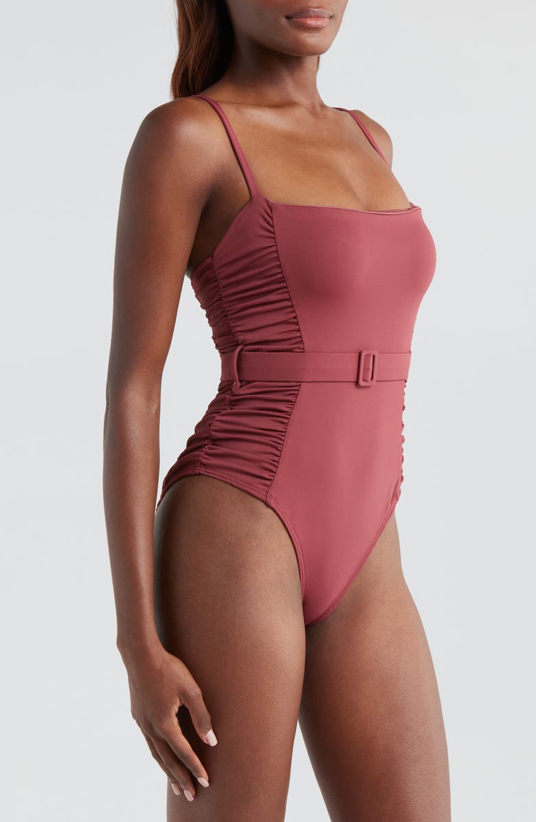 Hutch Ruched Belted One-Piece Swimsuit, Alternate, color, 