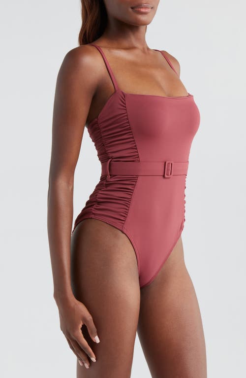 HUTCH HUTCH RUCHED BELTED ONE-PIECE SWIMSUIT