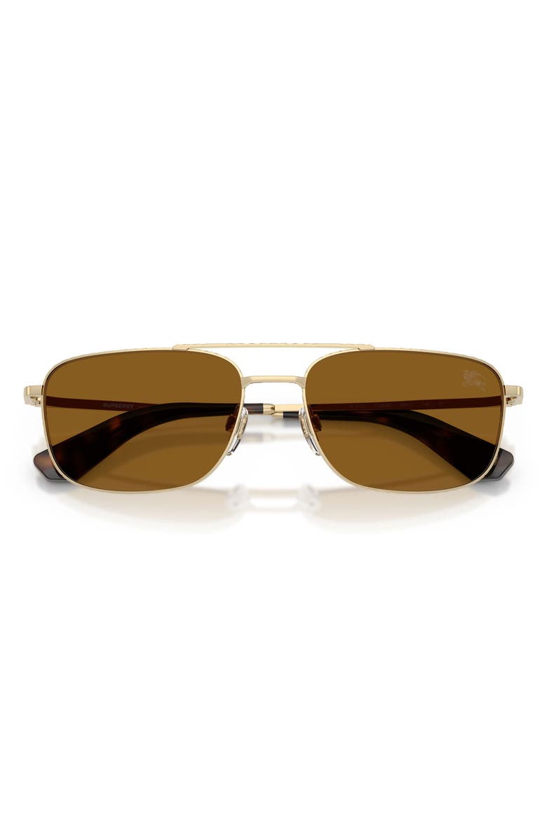 Burberry 59mm Polarized Pilot Sunglasses, Alternate, color, Light Gold / Polar Brown