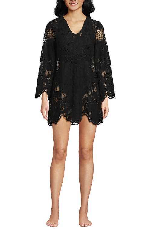 LANDS' END LANDS' END LONG SLEEVE LACE MINI SWIM COVER-UP DRESS