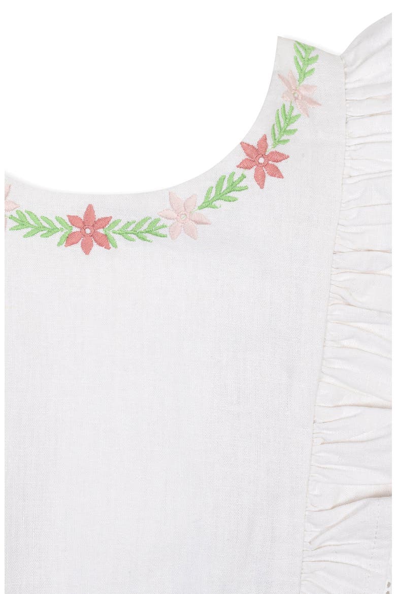Kids' Linen Ruffle Jumper with Embroidery, Alternate, color, White with Embroidery
