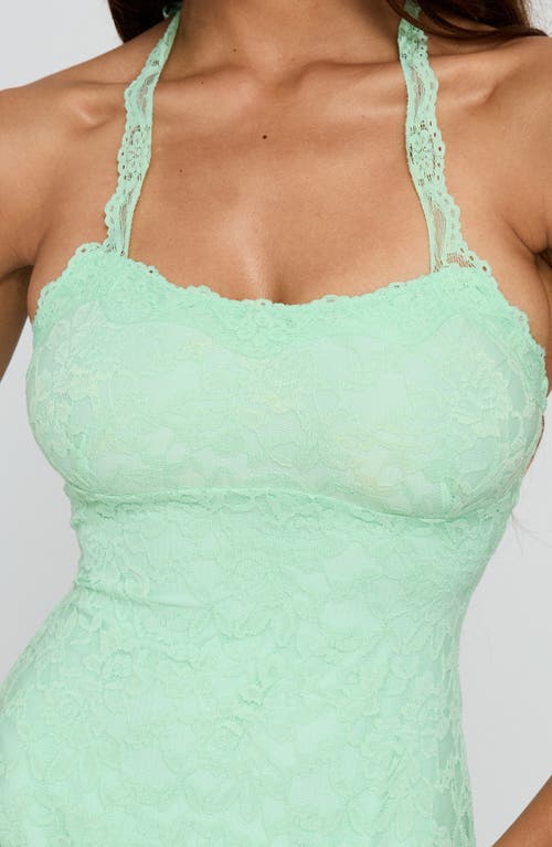 Princess Polly Lace Halter Minidress In Green