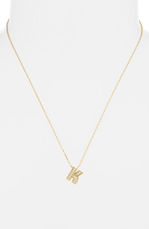 Argento Vivo Sterling Silver Cubic Zirconia Initial Pendant Necklace In Gold