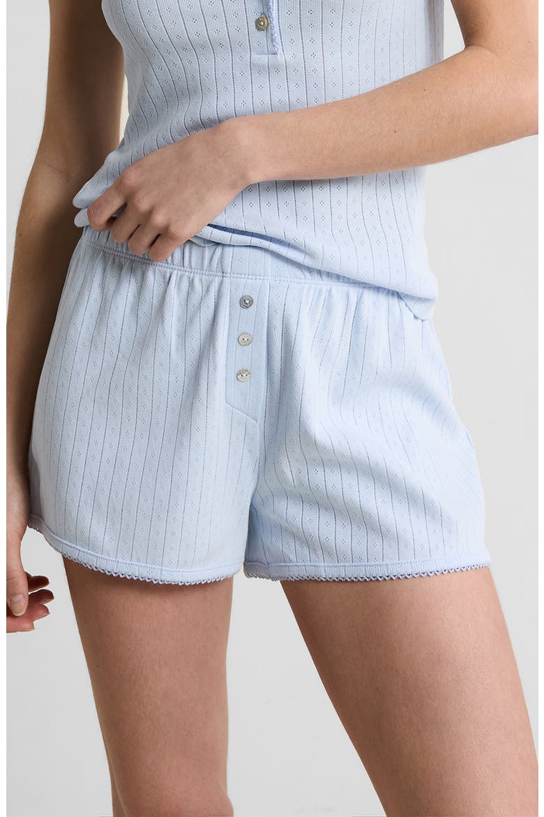 Katell Pointelle Cotton Pajama Shorts, Main, color, AZURE BLUE