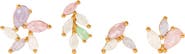 Girls Crew Pastel Leaf Set of 4 Stud Earrings