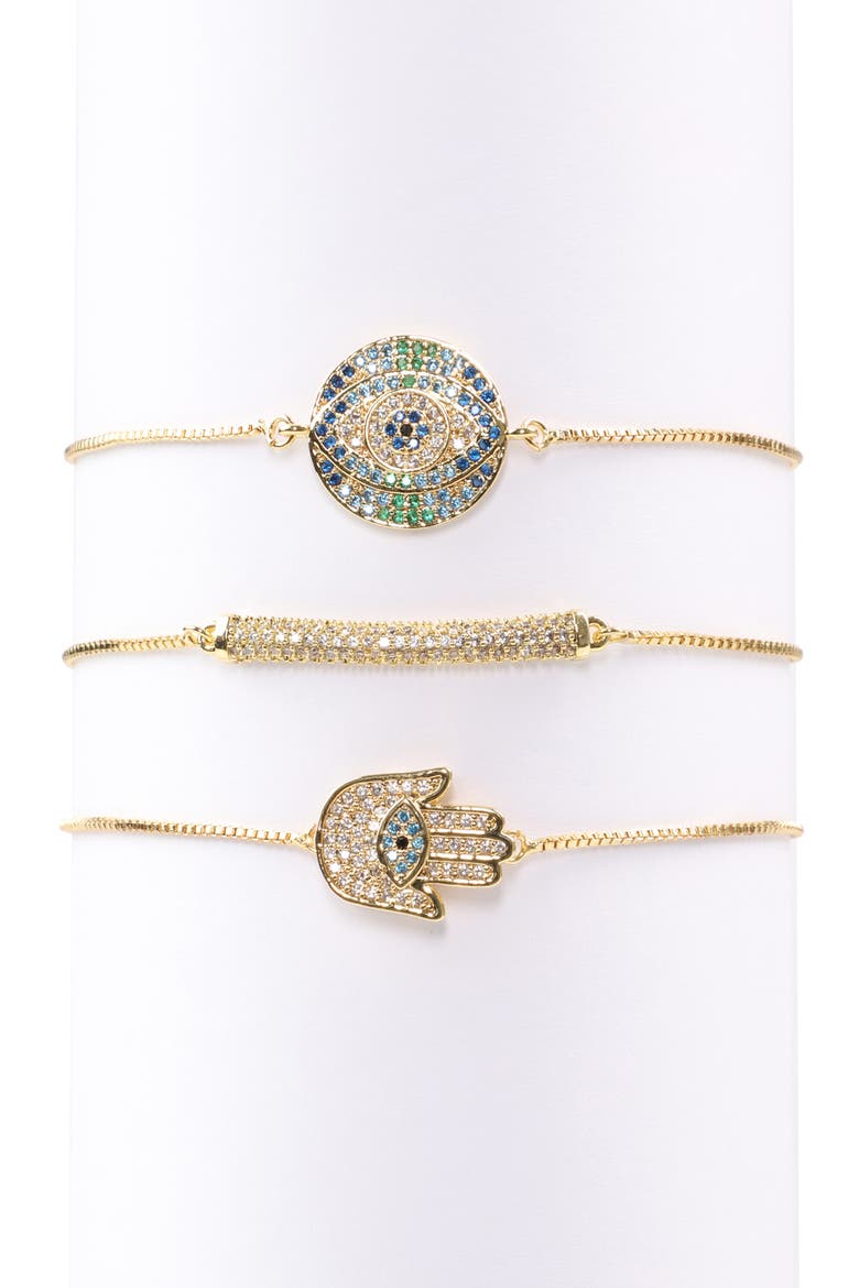 Cici Hamsa CZ Bracelet Set, Main, color, GOLD