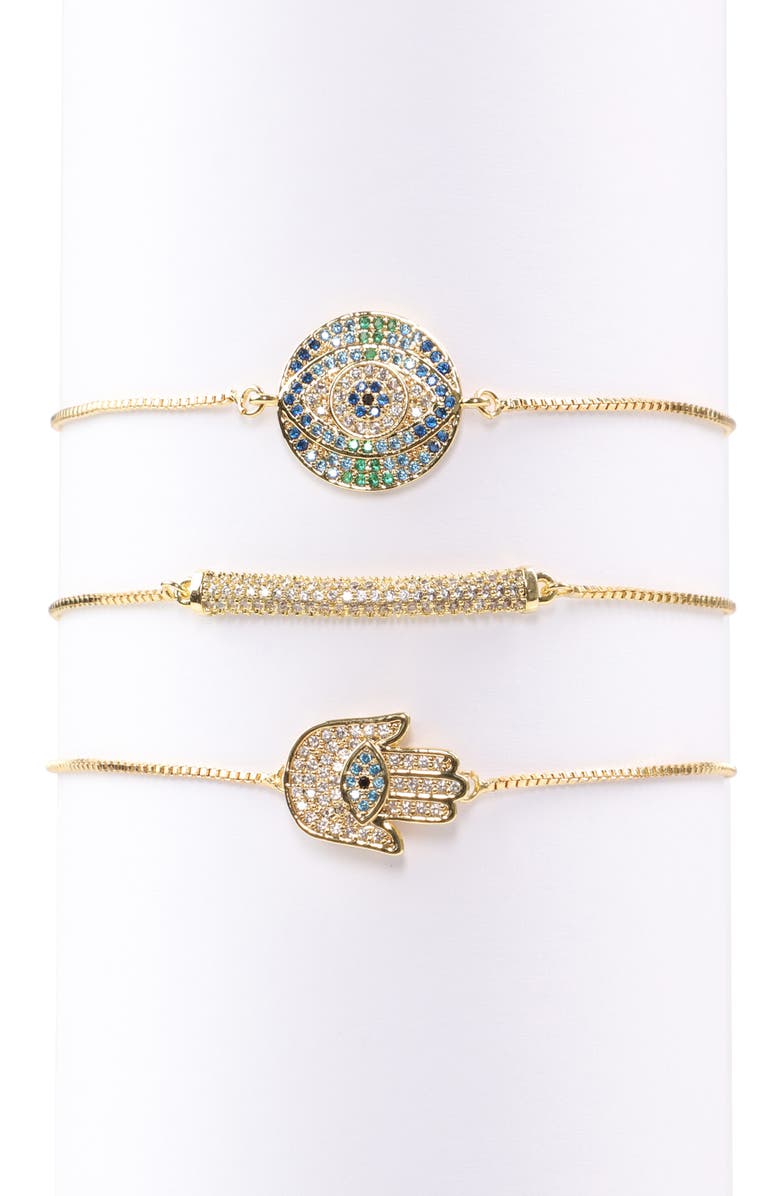 EYE CANDY LOS ANGELES Cici Hamsa CZ Bracelet Set, Main, color,