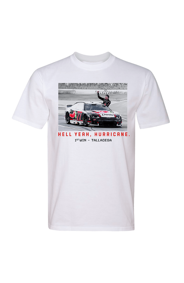Classic Ink Men's Classic Ink White Carson Hocevar Hell Yeah Hurricane 1st Win T-Shirt, Alternate, color, White