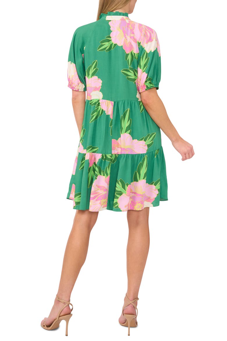 Floral Print Tiered Dress, Alternate, color, MEDIUM GREEN