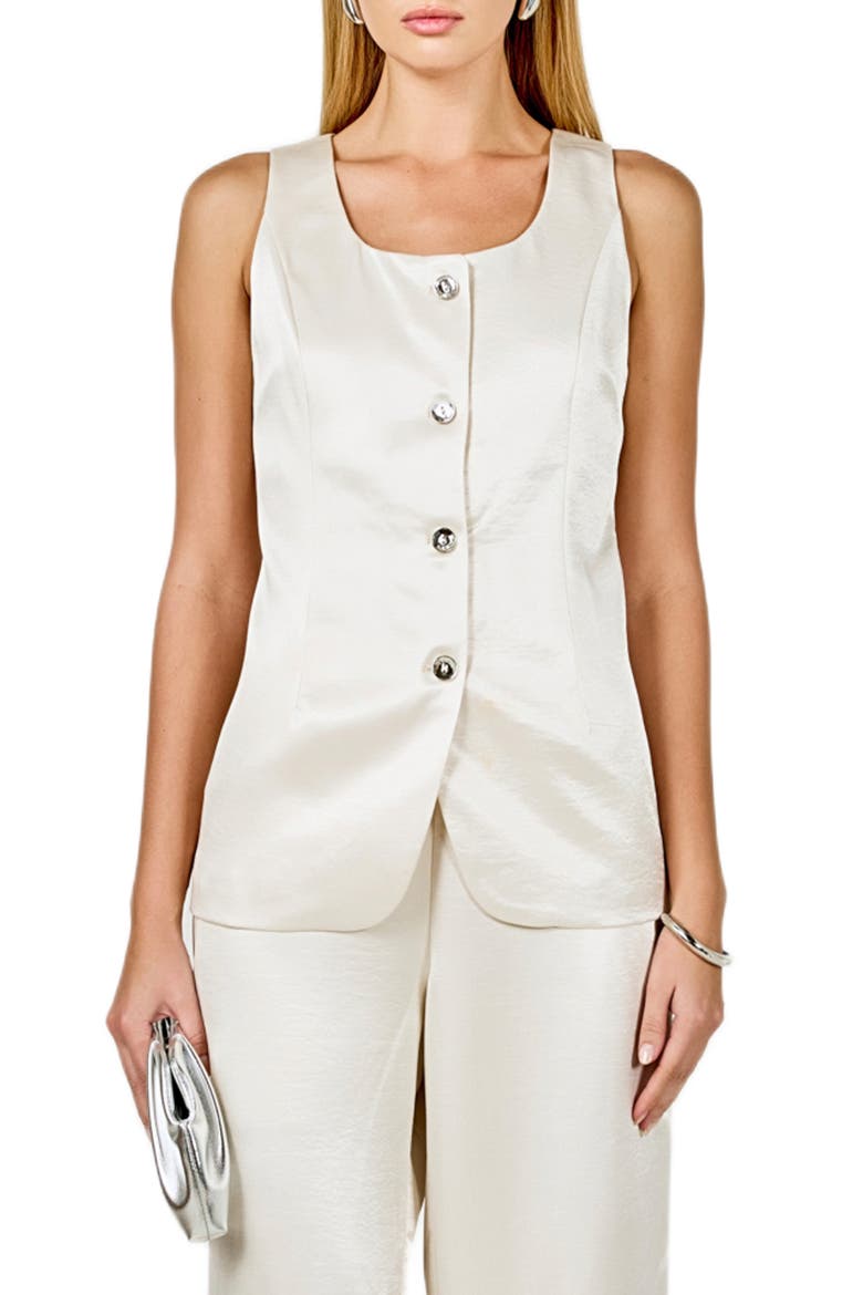 Satin Vest, Main, color, IVORY