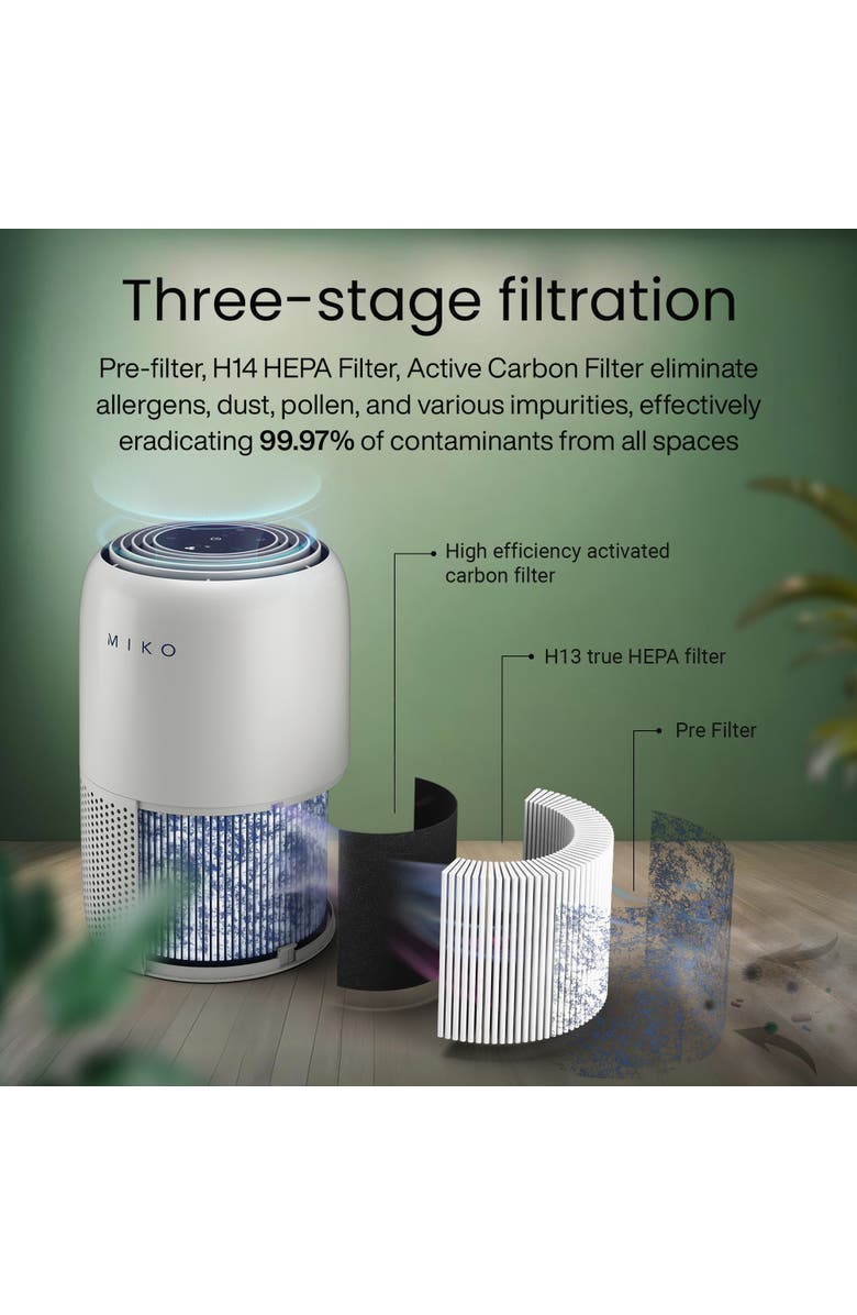 MIKO Smart True HEPA Air Purifier with App Control - Covers up to 770 Sq. Ft., Alternate, color, Grey