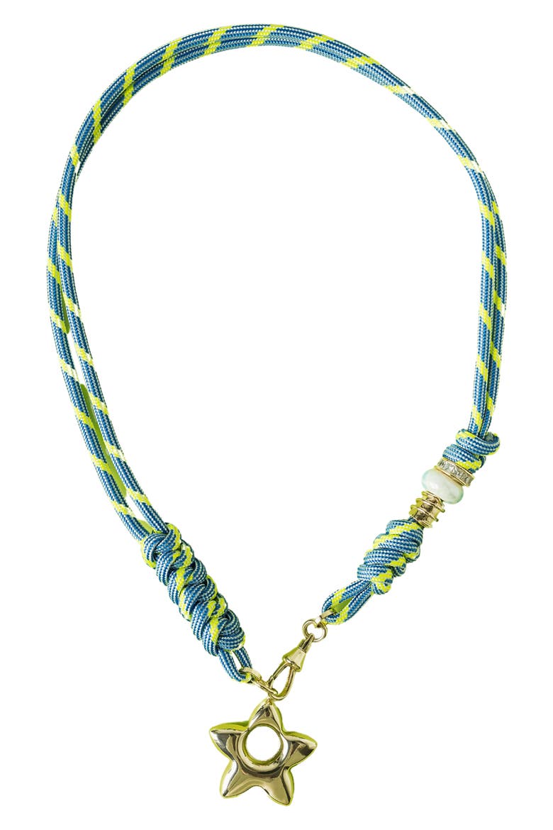 Throw Me a Line Necklace, Main, color, BLUE/ GREEN/ GOLD
