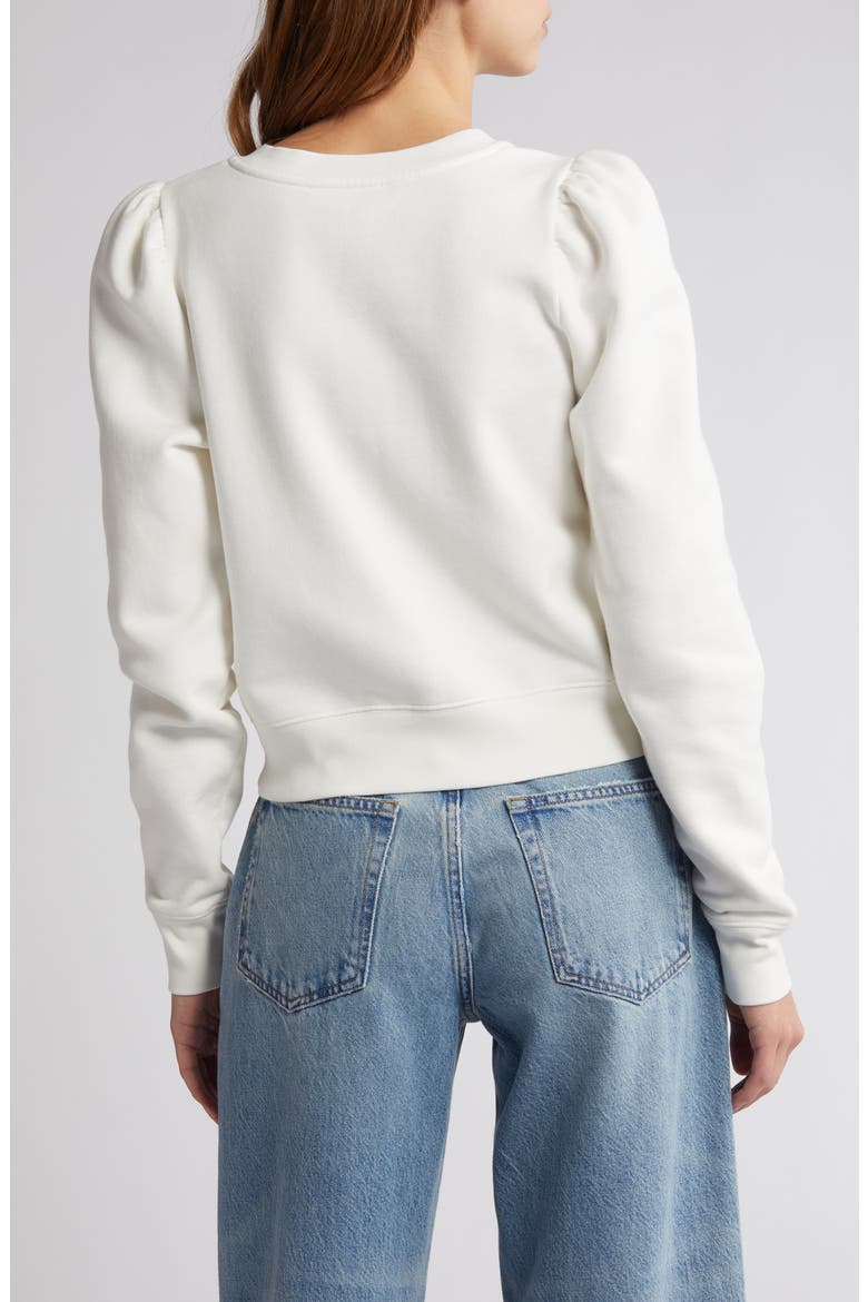 Femme Cotton Blend Henley Sweatshirt, Alternate, color, WHITE