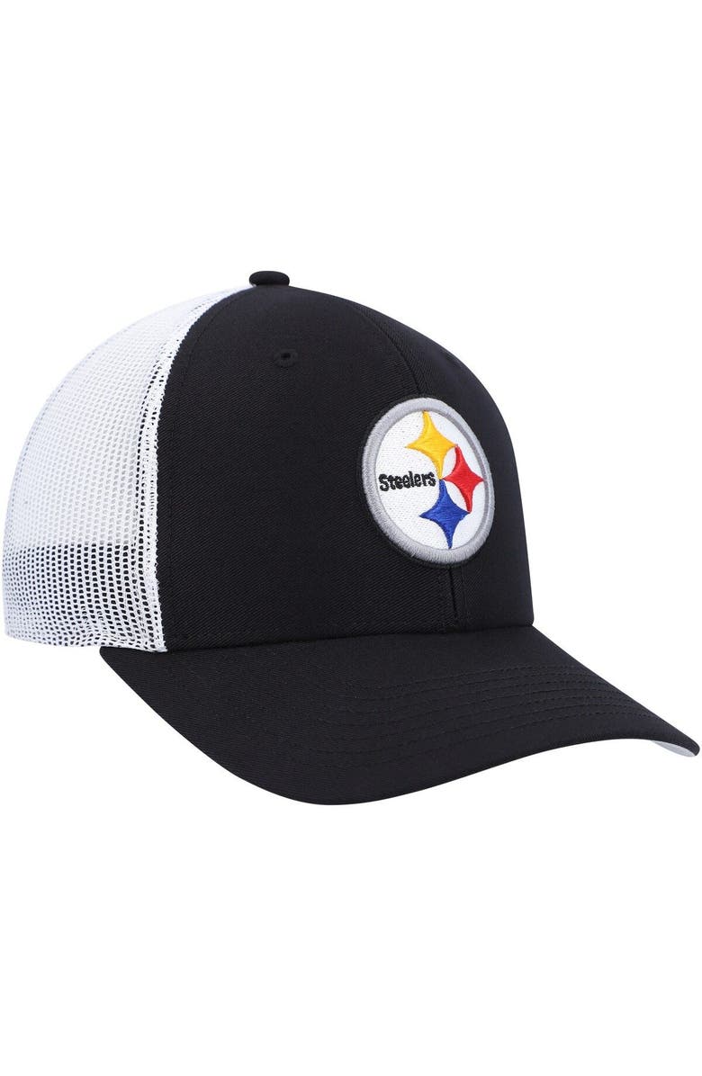 '47 Youth '47 Black/White Pittsburgh Steelers Adjustable Trucker Hat, Alternate, color,