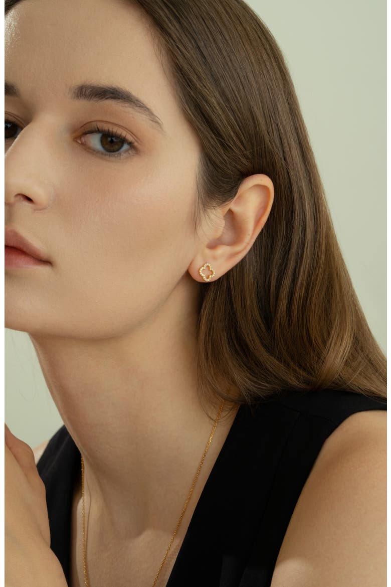 Sterling Silver 18k Gold Plated Aria Clover Necklace, Earring & Bracelet Set, Alternate, color, Gold