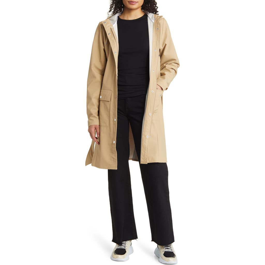 Rains Curve Waterproof Belted Jacket In Neutral