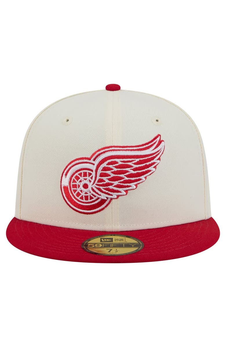 New Era Men's New Era  White Detroit Red Wings Chrome Two-Toned 59FIFTY Fitted Hat, Alternate, color, 