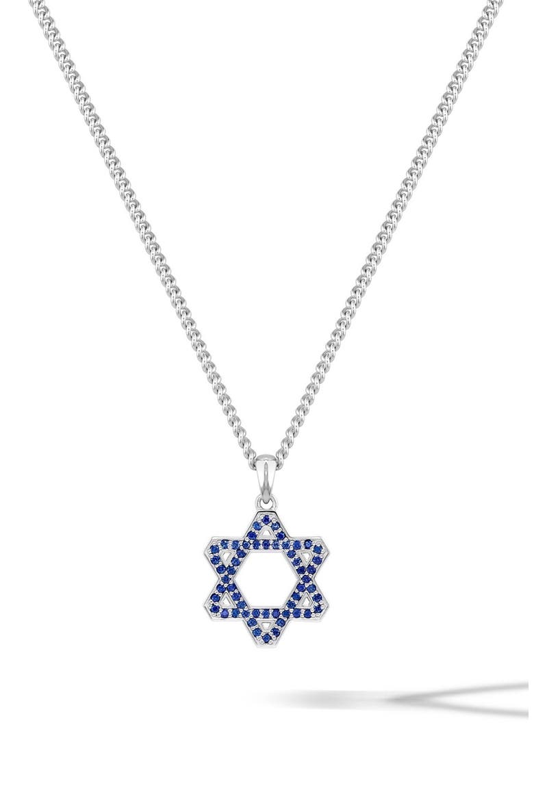 Men's Star of David Pendant Necklace, Main, color, BLUE SPINEL