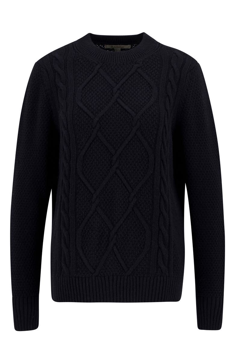 Barbour Burne Cable Wool Blend Sweater, Alternate, color, Black