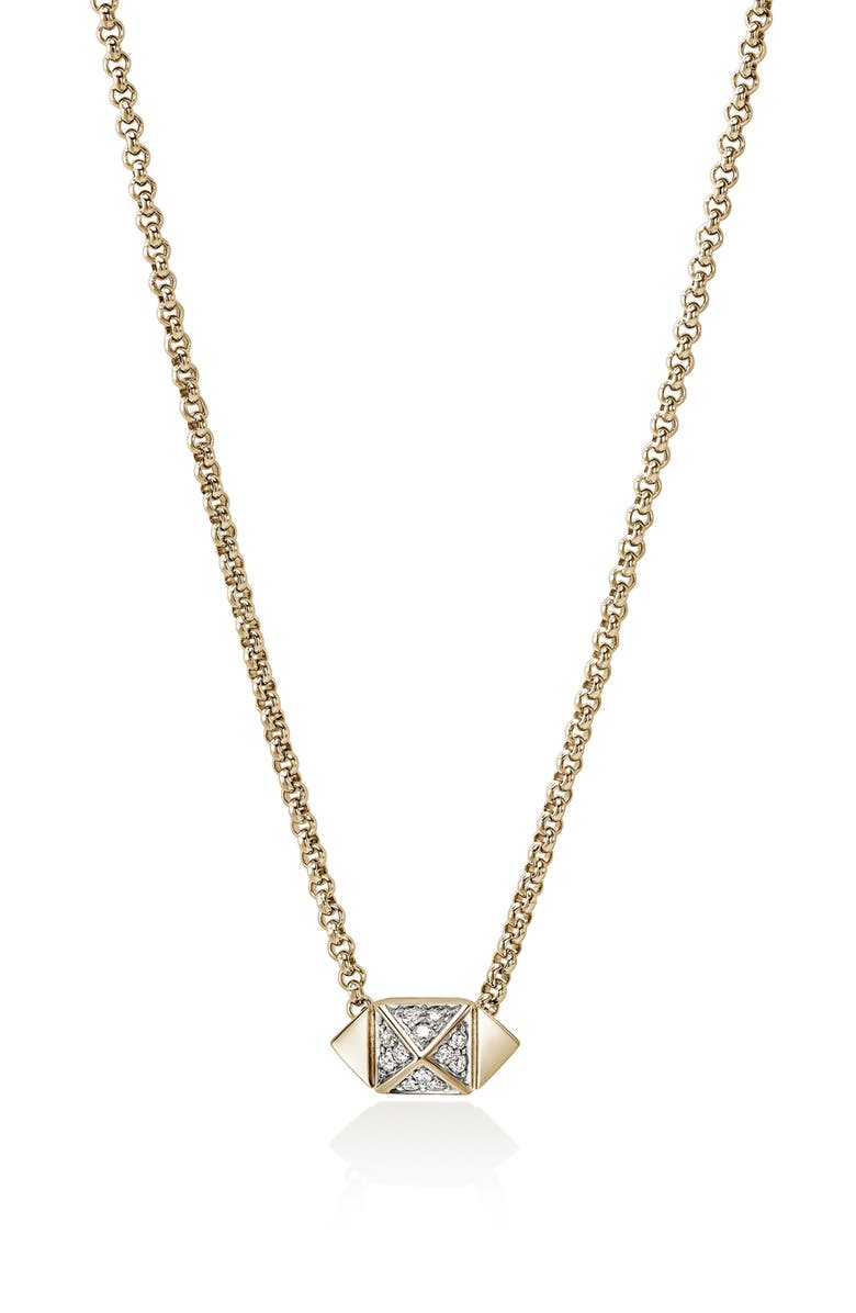 John Hardy Icon Stud Pavé Diamond Pendant Necklace, Main, color, Gold