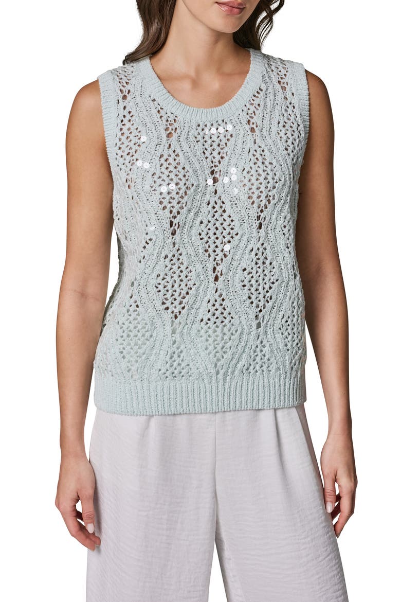 Open Stitch Sequin Sweater, Main, color, SKYLIGHT