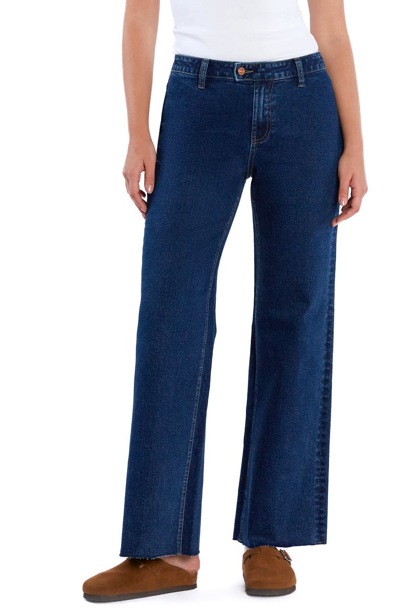 HINT OF BLU Flat Front Wide Leg Jeans, Main, color, Unity Blue