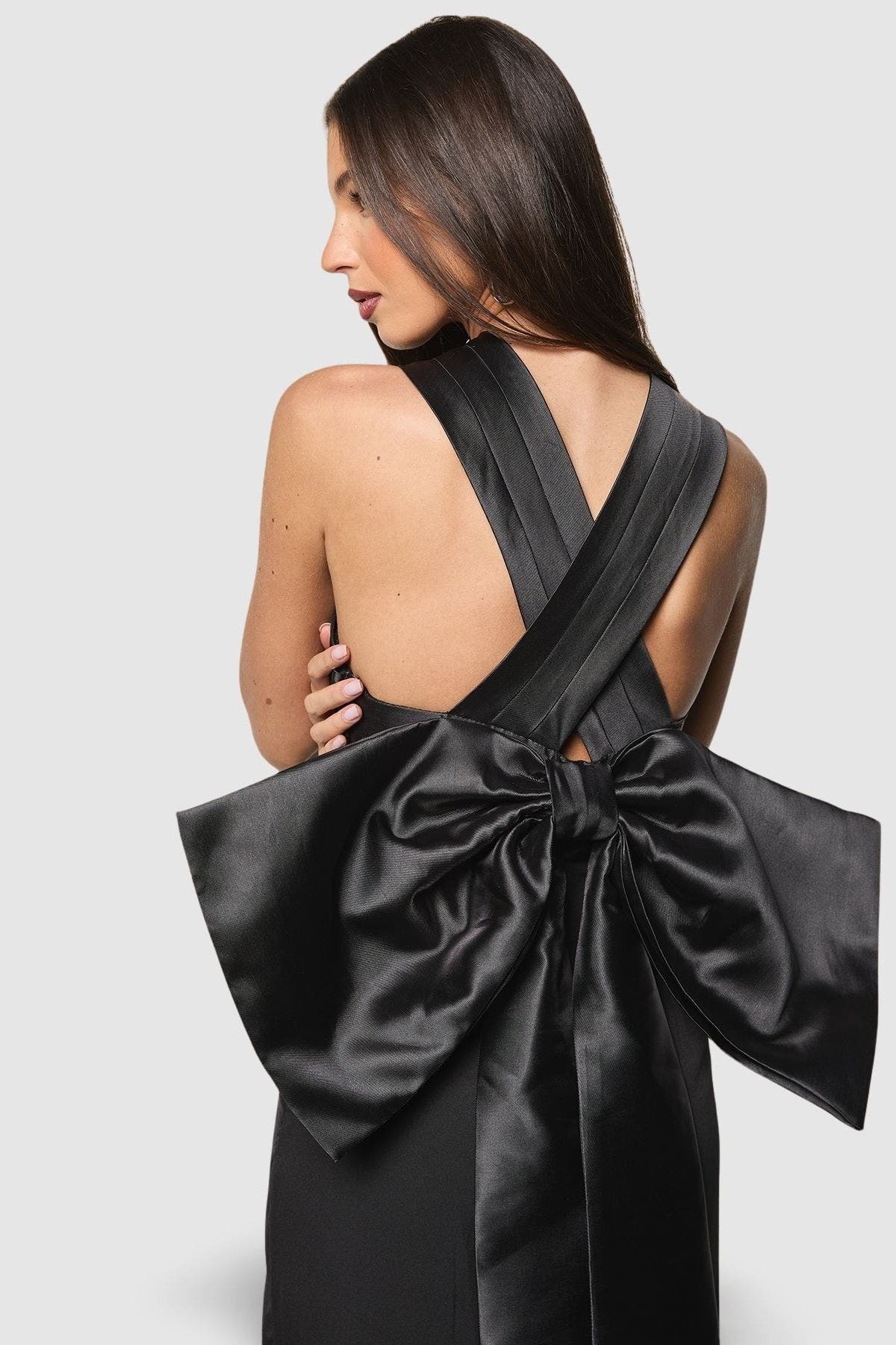 Cross Over Front Bow Back Midi Dress - image 2