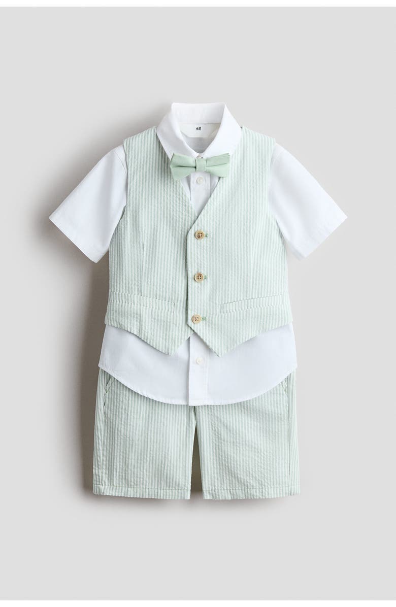 H&M 4-piece Dressy Set, Main, color, Light Green/Striped