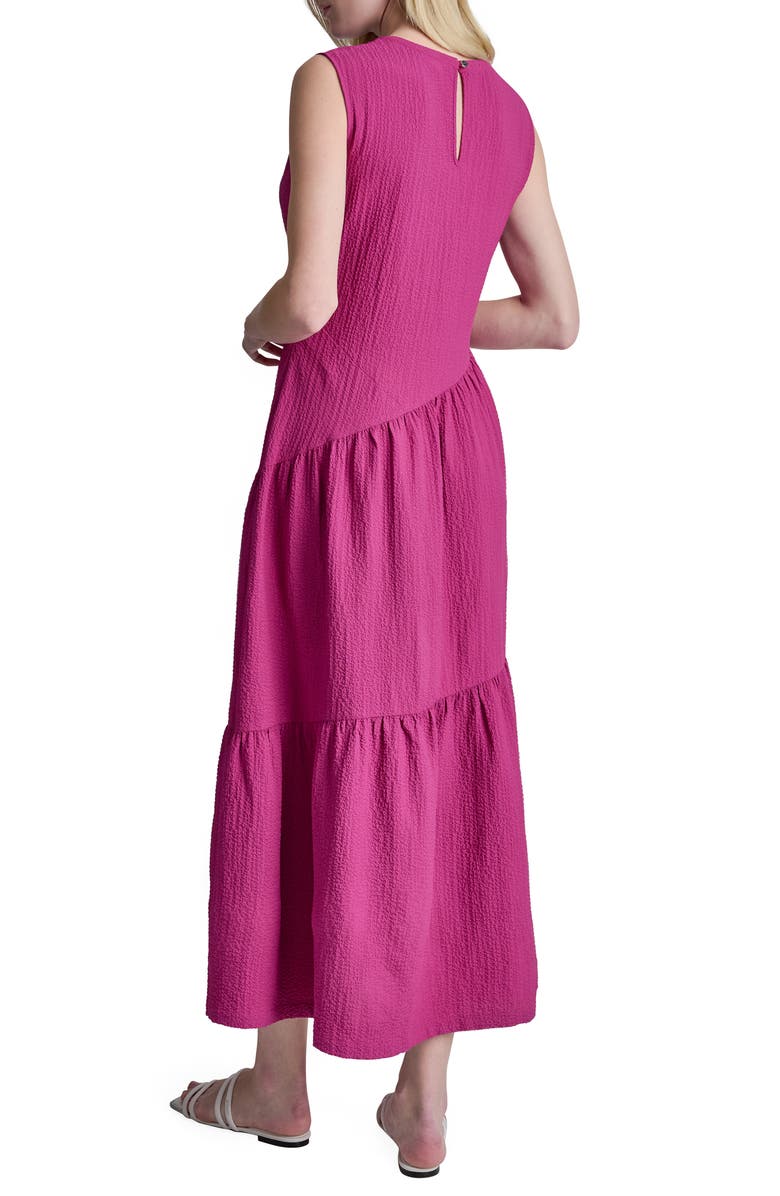 DKNY Sleeveless Crinkled Gauze Tiered Maxi Dress, Alternate, color, Africn Violet