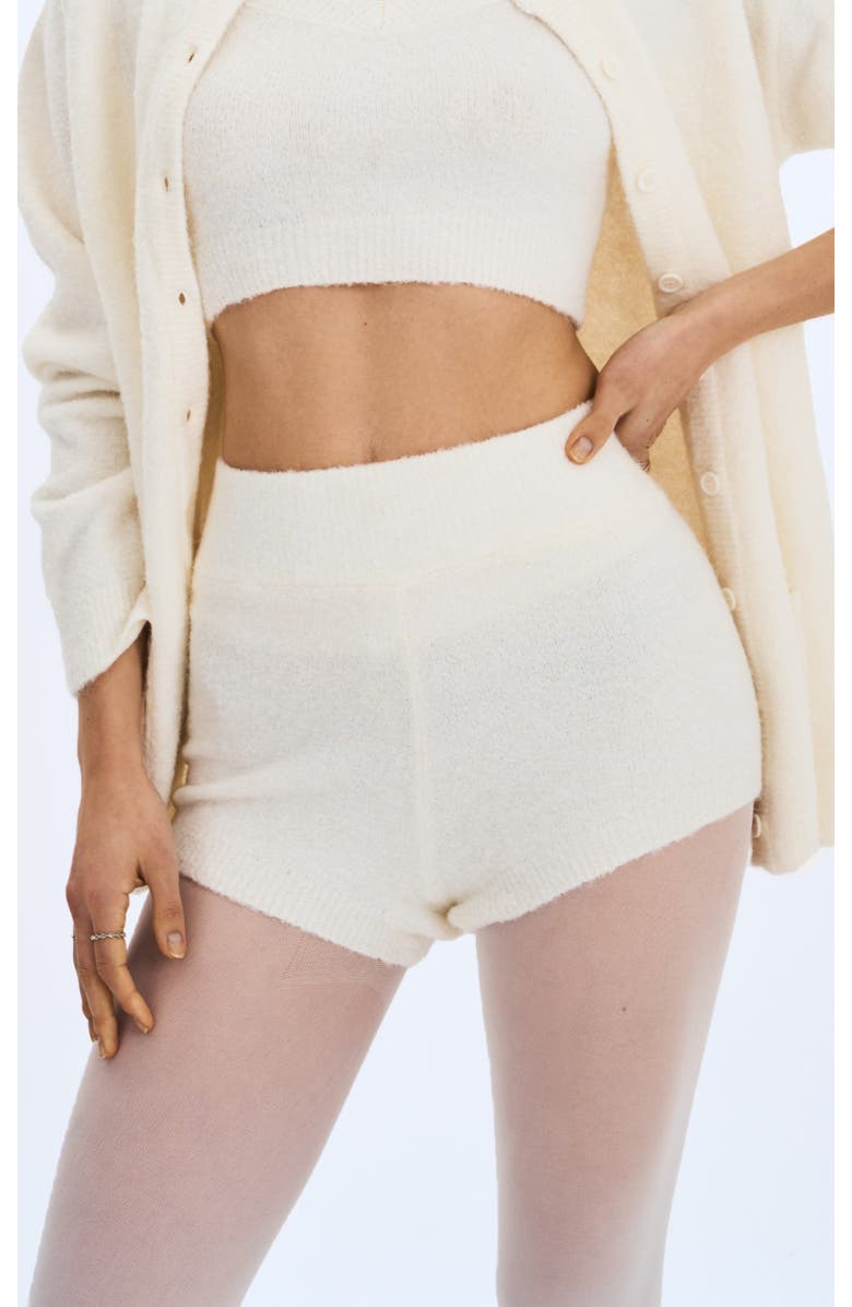 Miss Circle Sera Wool-Blend Ribbed Knit Mini Shorts, Main, color, White