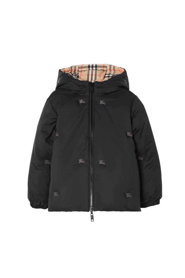 Reversible Check Puffer Jacket, Main, color, Black