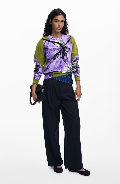 Desigual Floral Print Crewneck Sweater In Multi