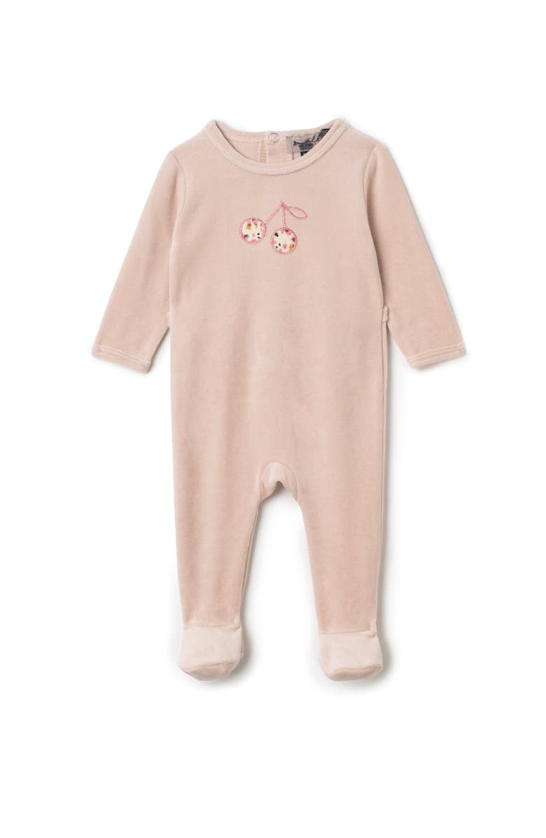 Small Moments Girl Cherry Embroidered Wrap Romper, Main, color, Soft Pink