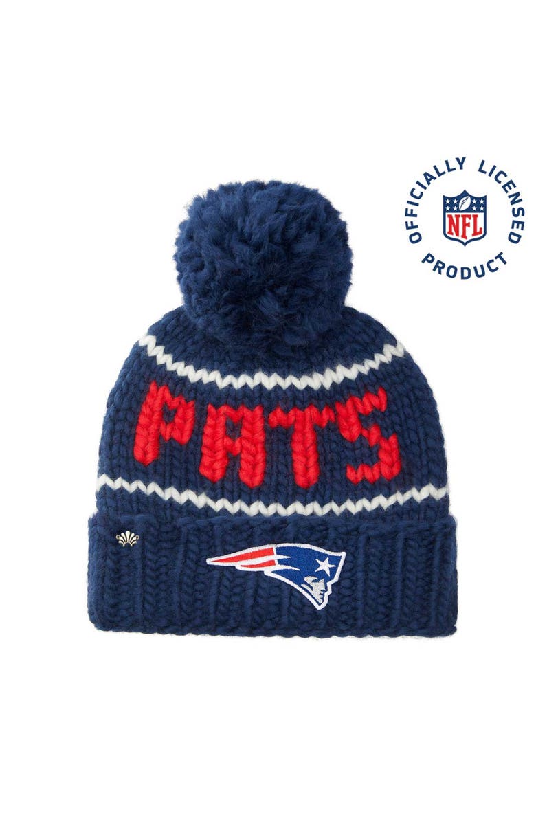 Lele Sadoughi Navy Pats Nfl Beanie With Yarn Pom Pom, Main, color, Navy 400