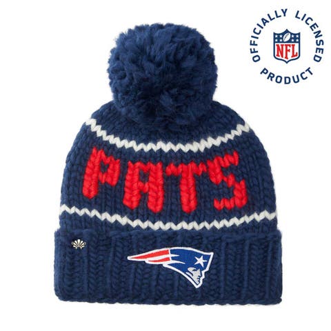 Navy Pats Nfl Beanie With Yarn Pom Pom