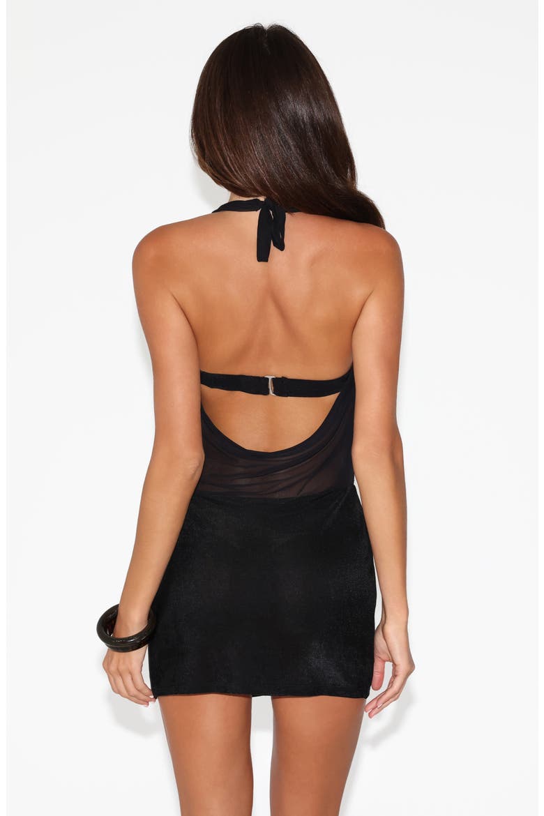 Makena Bra Halter Mesh Minidress, Alternate, color, BLACK