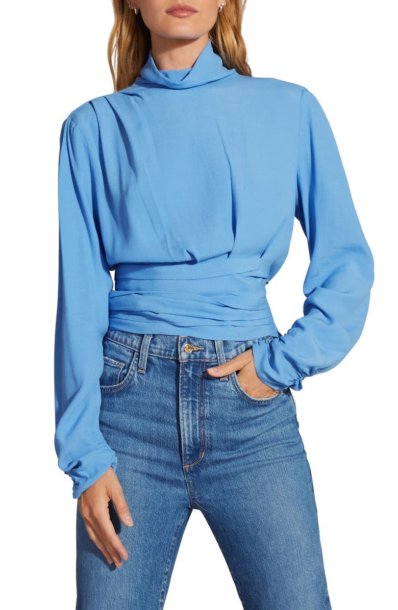 Favorite Daughter The Ingrid Cowl Neck Peplum Top, Main, color, 
