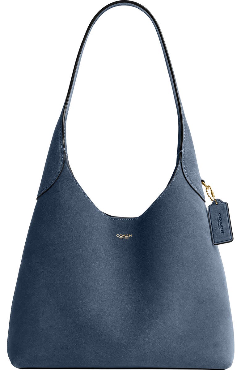 COACH Brooklyn 28 Suede Shoulder Bag, Main, color, Light Denim