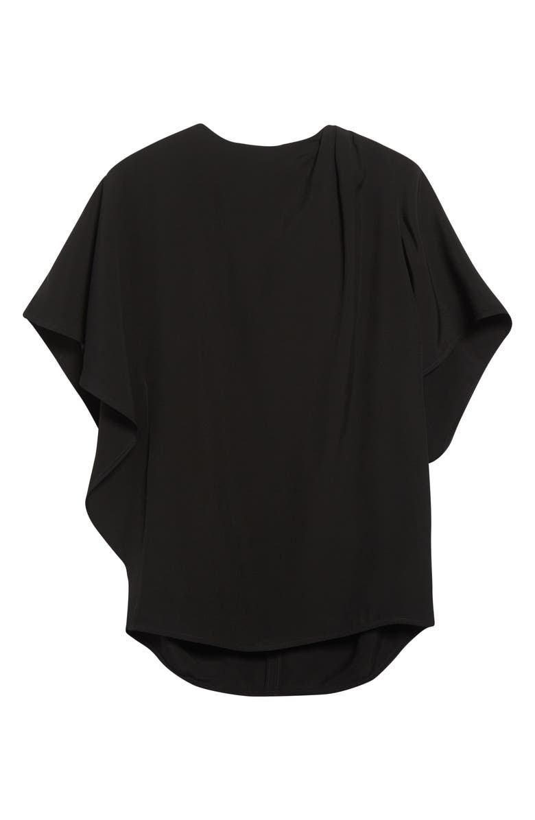 Proenza Schouler Etta Hammered Viscose Asymmetric Sleeve Top, Alternate, color, Black